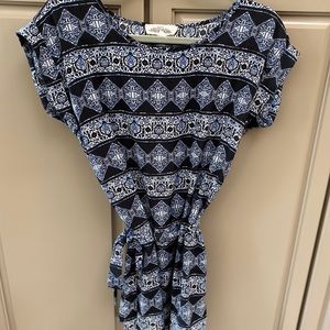 Blue and black pattern dress